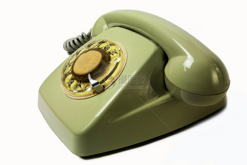 白色背景隔离的旧电话接收器在白色背景上隔绝服务电讯技术听筒办公室拨号公司商业电缆古董图片
