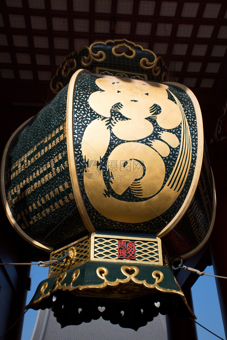 日本东京 朝usakusa灯笼入口文化寺庙旅游汉子旅行人种艺术雕塑图片
