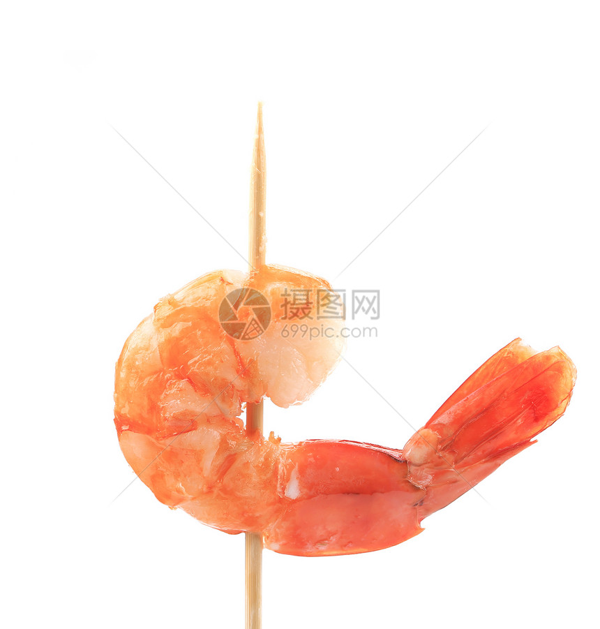 棍子上的虾烧烤香料甲壳宏观小龙虾美食厨房营养餐厅贝类图片