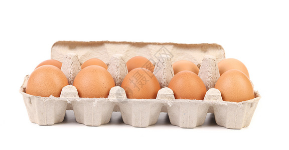 鸡蛋盒子10个棕蛋的纸板鸡蛋盒杂货生活奶制品家禽早餐椭圆形蛋壳饮食宏观食物背景
