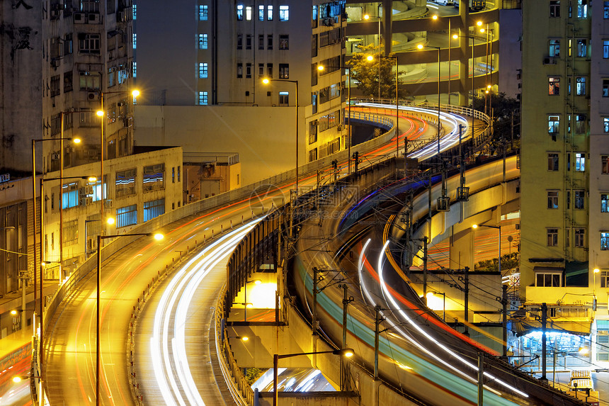 交通高速公路晚上 香港市中心艺术建筑旅行城市场景天空中心汽车经济图片