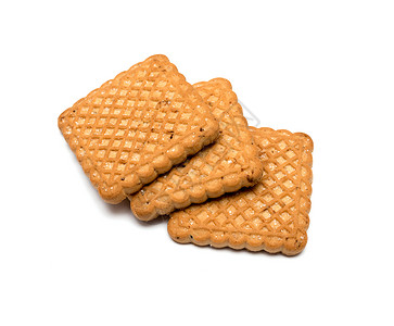 方形饼干白色背景上的方形 cookie饼干饮食面粉小麦甜点饥饿晶圆芯片小吃脆皮背景