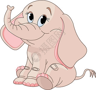 可爱的婴儿大象插图动物园动物艺术品粉色荒野微笑绘画乐趣免版税背景图片