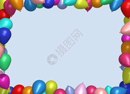 气球框架插图边界蓝色庆典背景图片