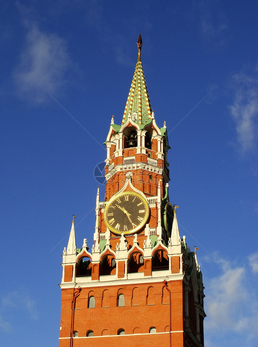 Spaskaya塔 俄罗斯莫斯科克里姆林宫正方形纪念碑风景堡垒景观纪念馆蓝色大教堂观光城市图片