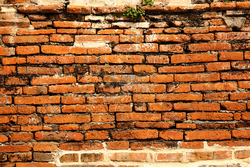 旧红砖墙风化水泥石头建筑学白色红色棕色图片