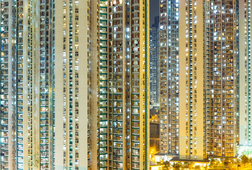 香港之夜都市摩天大楼景观市中心场景风景袖珍建筑城市天际图片