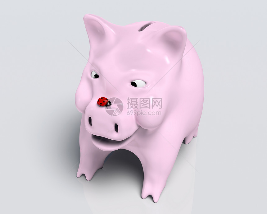 鼻子上流着迷虫的微笑小猪银行图片