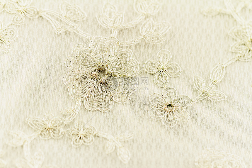 美丽的蕾带棉布织物纺织品丝绸宏观装饰品衣服新娘装饰婚礼图片