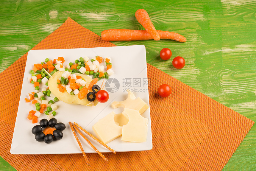 老鼠创造力盘子孩子们水平萝卜营养装饰美食食物食品图片