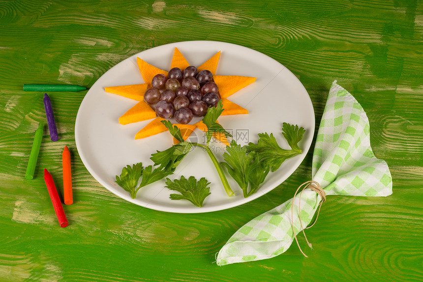 向日葵甜点食物儿童盘子乐趣营养服务创造力童年装饰美食图片