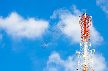 通讯塔工程播送车站金属技术天线蓝色发射机渠道电话天空高清图片素材