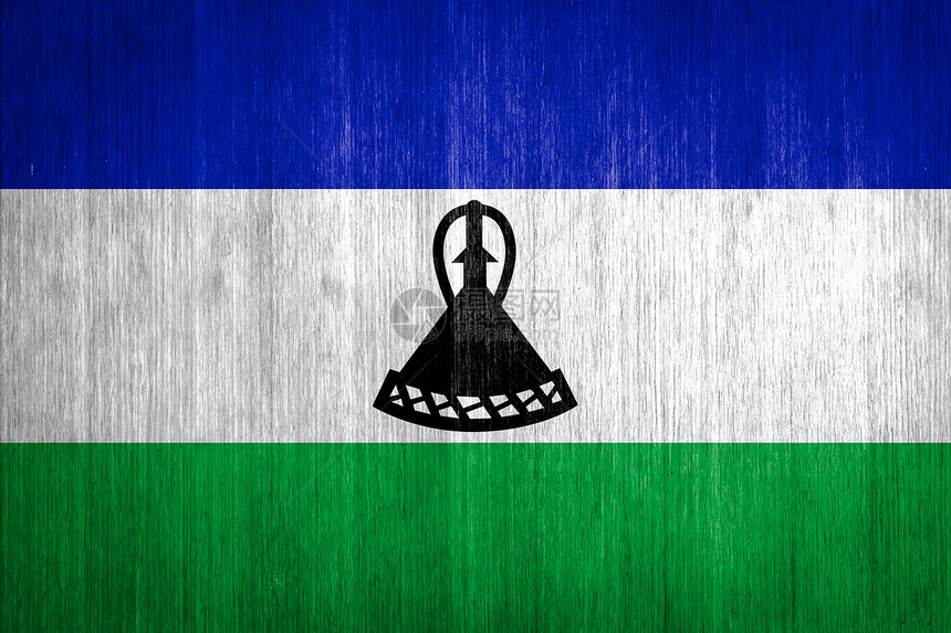 莱索托在木材背景上的旗帜图片