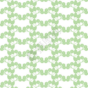 无缝花纹美丽织物装饰白色绿色叶子墙纸材料圆形风格背景图片