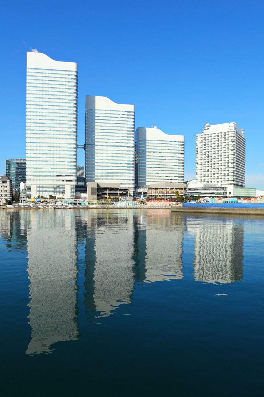 横滨城市风景商业地标城市反射办公室天空建筑天际摩天大楼码头图片