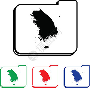 韩国图标带有四色变化的图标说明Name网络金属按钮红色艺术黑色国家白色气泡插图背景
