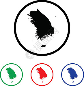 韩国图标带有四色变化的图标说明Name插图圆形徽章蓝色艺术网络金属红色气泡国家背景
