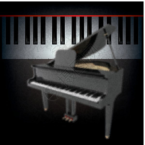 带大钢琴的抽象黑色背景背景图片
