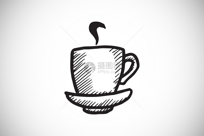 混合的咖啡杯加蒸汽涂鸦图像咖啡计算机绘图灰色白色杯子插图图片