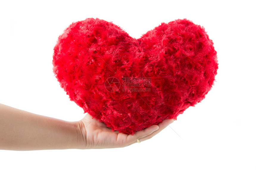 红心握在手上叶子展示花瓣礼物枕头周年气味纹理手势热情图片