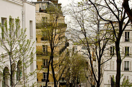 巴黎蒙马特房屋建筑学建筑物首都旅游城市背景图片