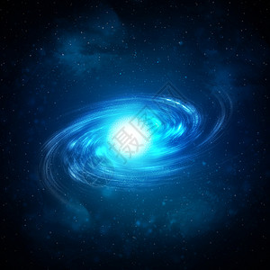 适量蓝色黑洞螺旋星系说明插图宇航员宇宙勘探星域辉光光环微光蓝色世界背景