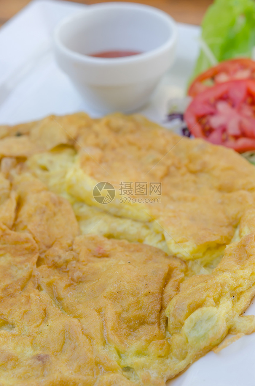 亚类风格煎蛋卷盘子油炸白色美食食物蔬菜黄色午餐图片
