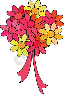 鲜花 矢量插图丝带季节小册子黄色艺术品红色植物卡片创造力粉色背景图片