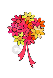 鲜花 矢量插图卡片植物红色粉色黄色季节艺术品创造力推介会小册子背景图片