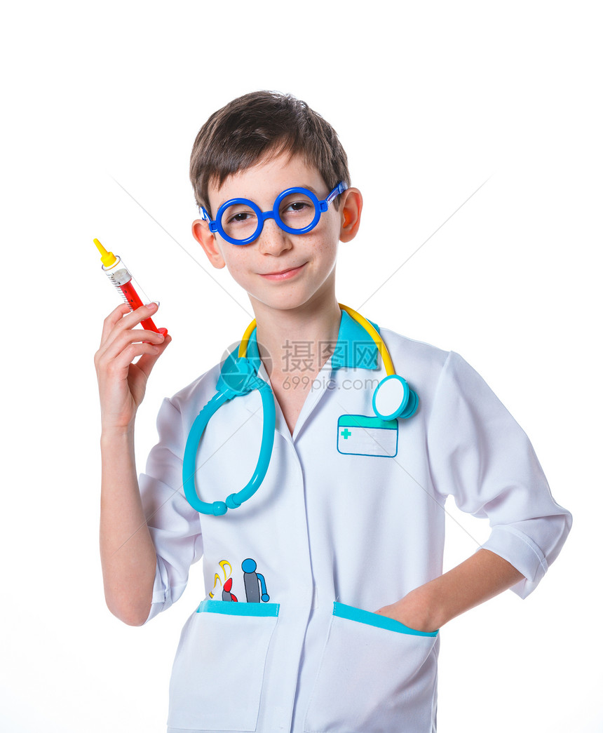 小医生婴儿童年家庭肩膀幸福孩子快乐病人疾病注射器图片