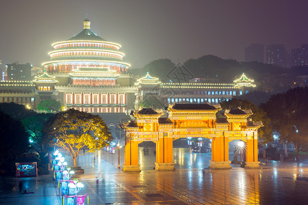 重庆万人大会堂古董红色文化艺术建筑学大厅城市纪念碑建筑背景图片