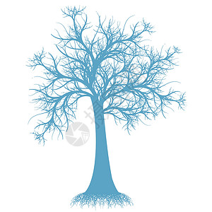 艺术树影叶子白色季节插图蓝色生长装饰风格树干漩涡背景图片