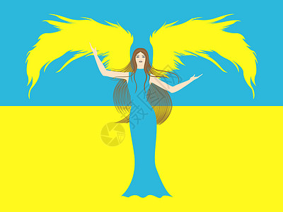 黄色和蓝色的女天使象征着乌克兰背景图片