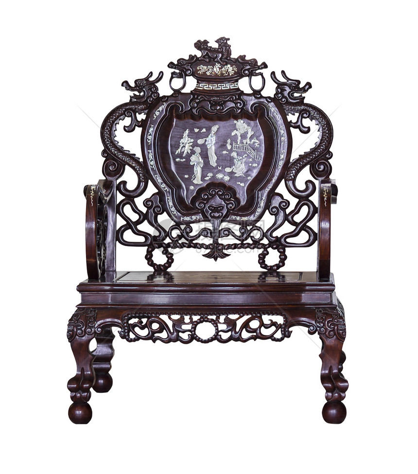 古董臂椅木头收藏椅子雕刻风格奢华装饰品历史座位工艺图片