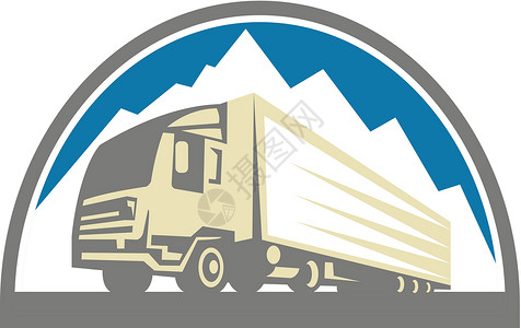 货柜车集装箱卡车和拖车货运插图工业圆形货柜船运车辆运输货车钻机插画