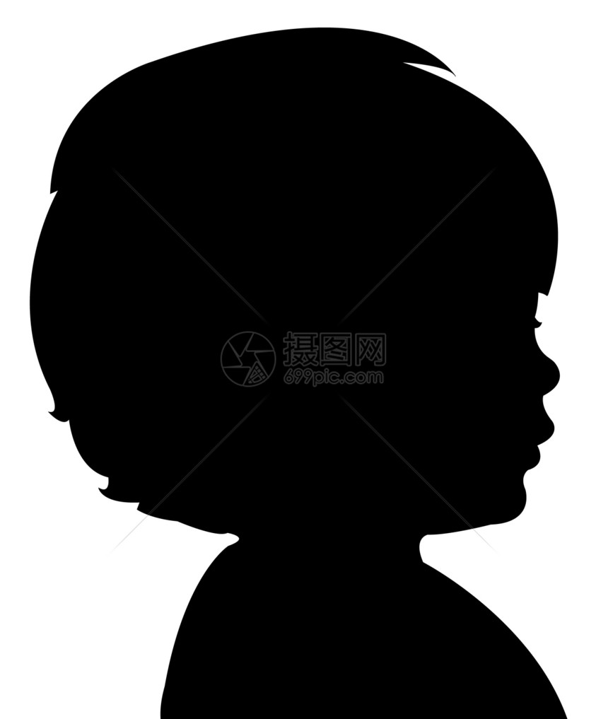 头部光影矢量男性白色女性剪影头发男生婴儿女孩女儿插图图片