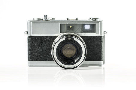 银黑色相机白色上隔离的反向摄影相机毫米小路镜片黑色物体技术复兴设备剪裁记者背景