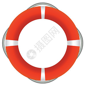 救生绳EPS 10 白背景孤立的红生命浮标EPS 10矢量圆圈保险帮助风险海滩巡航橡皮危险情况生存插画