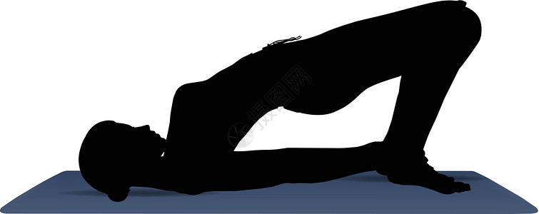年轻女性瑜伽垫上休息瑜伽垫上瑜瑜伽的瑜伽姿势矢量说明健身房插图冥想身体训练女孩数字运动黑色女士设计图片