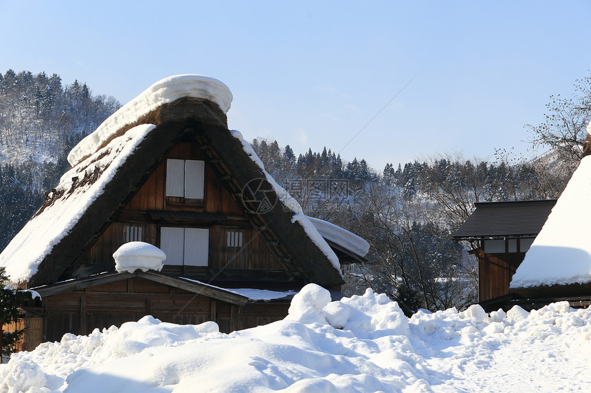 白川去村小屋农场建筑房子茅草建筑学住宅合掌地标遗产运河图片