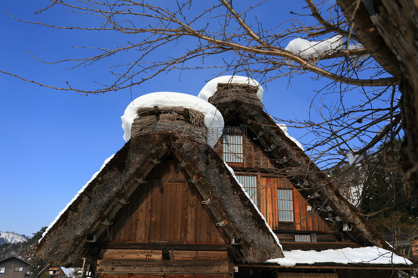 白川去村小屋历史住宅村庄运河白川遗产合掌农场世界遗产茅草图片