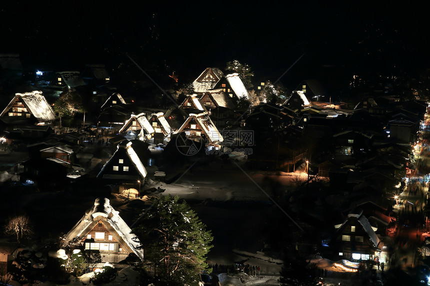 日本白川之光照亮茅草地标旅行建筑历史世界遗产历史性世界三角形外表图片