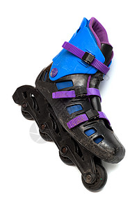 旧滚式溜冰鞋滑冰休息配饰紫色蓝色休闲旱冰运动车轮塑料黑色的高清图片素材