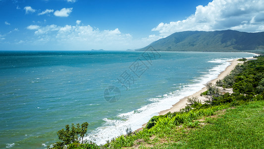 格拉斯莫澳大利亚昆士兰海滩风景海景树木旅行假期棕榈蓝色海岸海洋港口背景
