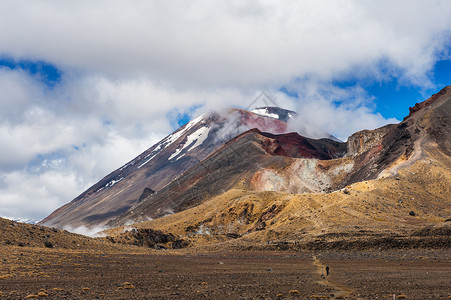 恩古鲁霍埃山旅行火山公园天空蓝天黄色国家风景顶峰高清图片