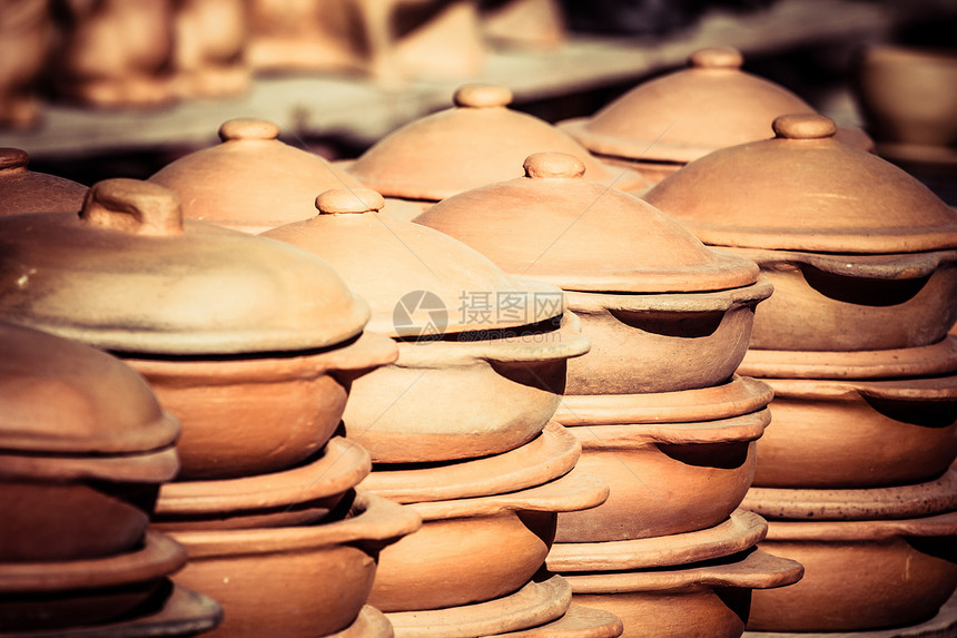秘鲁 南美洲当地市场的陶瓷黏土工艺贸易制品装饰品宏观收藏杯子销售传统图片