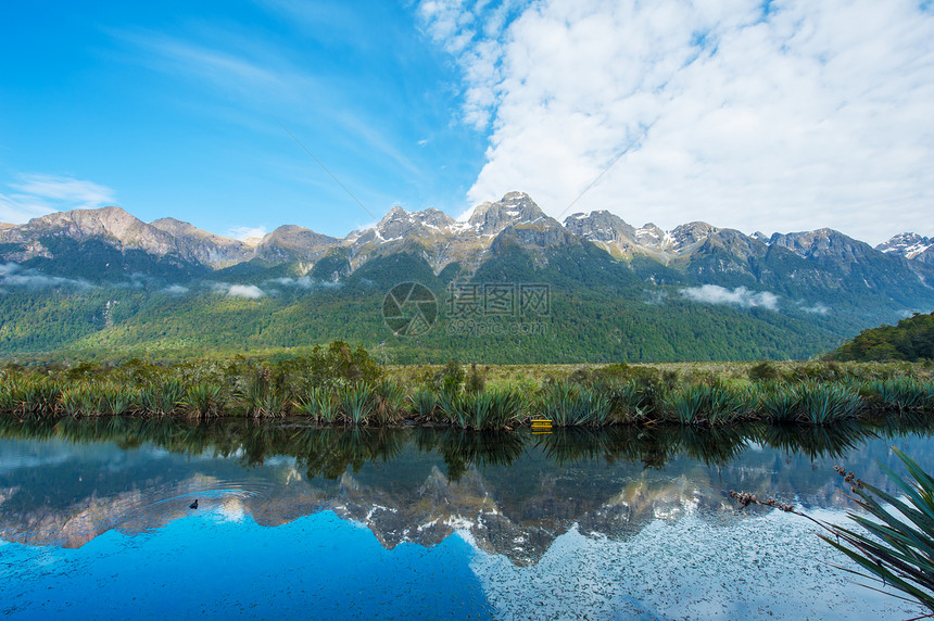 镜像湖远足镜子首脑顶峰国家公园峡湾树木反射风景图片