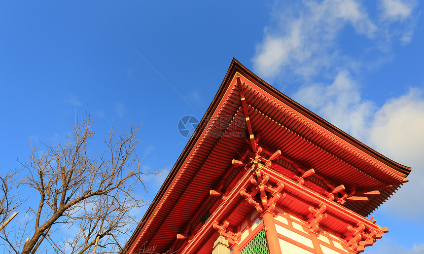 冬季日本京都庆津寺清水文化遗产木头神社游客旅行地区季节历史图片