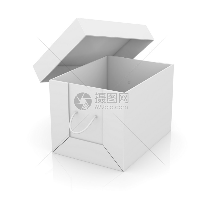 打开白纸板套件箱仓库送货礼物商品展示零售货物贮存卡片插图图片