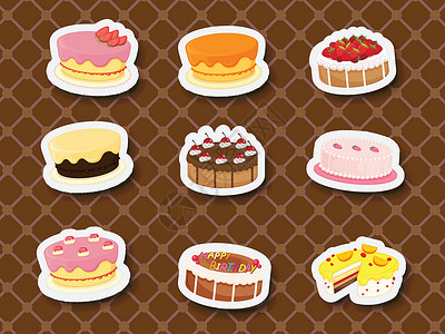 甜点心食物剪贴中风育肥配料糖果艺术水果蛋糕奶油插画